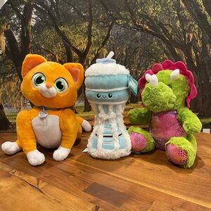 Plush Dinosaur, Cat, and Bottle Toy stuffed animals Set